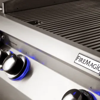 Close-up of the grill rack of a FireMagic grill
